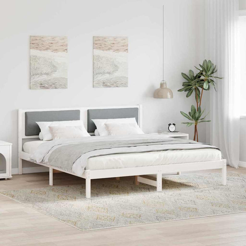 Cadru de pat Gri deschis 200 x 200 cm Lemn de pin masiv