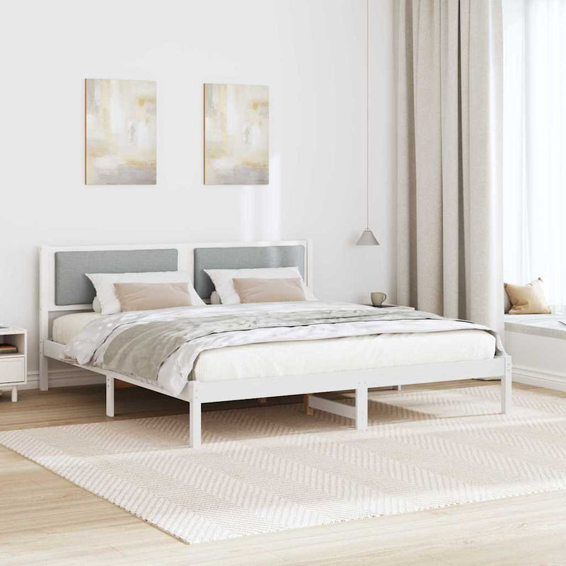 Cadru de pat Gri deschis 200 x 200 cm Lemn de pin masiv