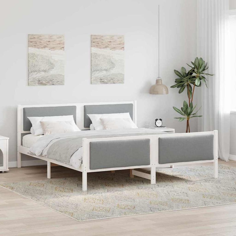 Cadru de pat cu headboard Gri deschis 200 x 200 cm țesătură