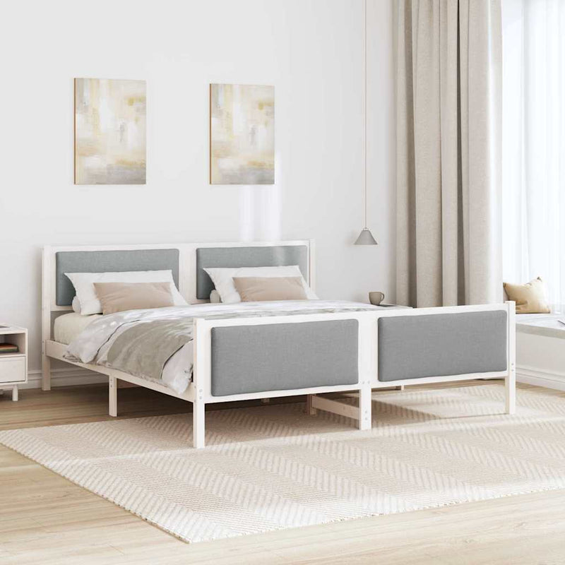 Cadru de pat cu headboard Gri deschis 200 x 200 cm țesătură