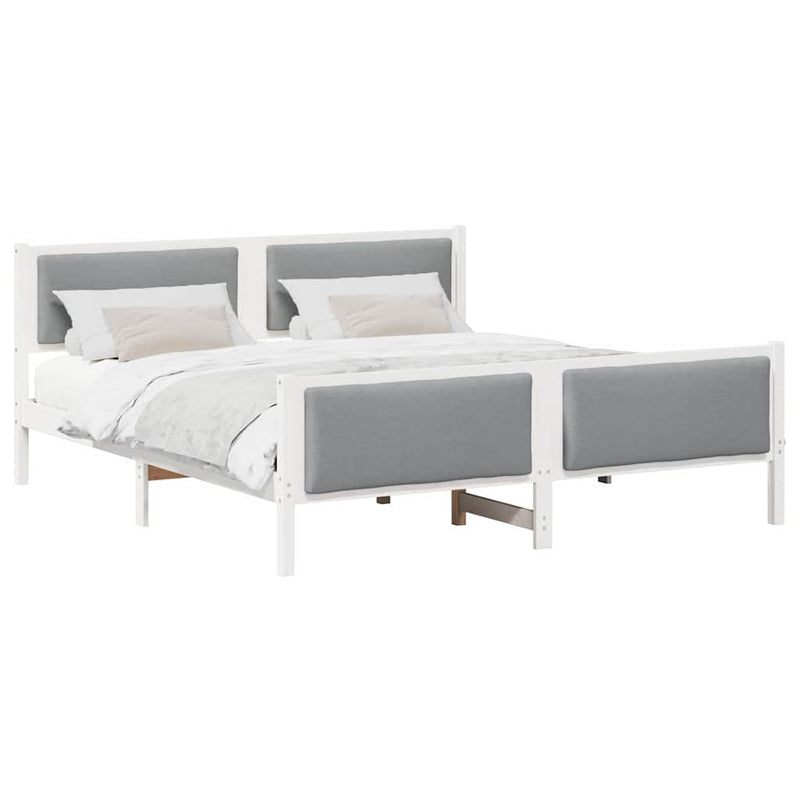 Cadru de pat cu headboard Gri deschis 200 x 200 cm țesătură