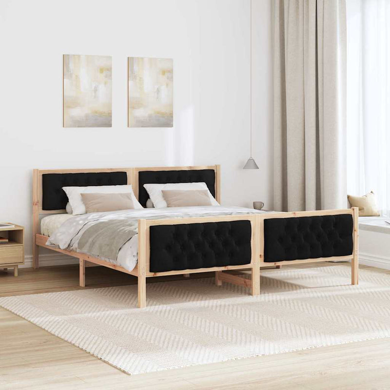 Cadru de pat cu headboard Negru 180 x 200 cm Lemn de pin masiv