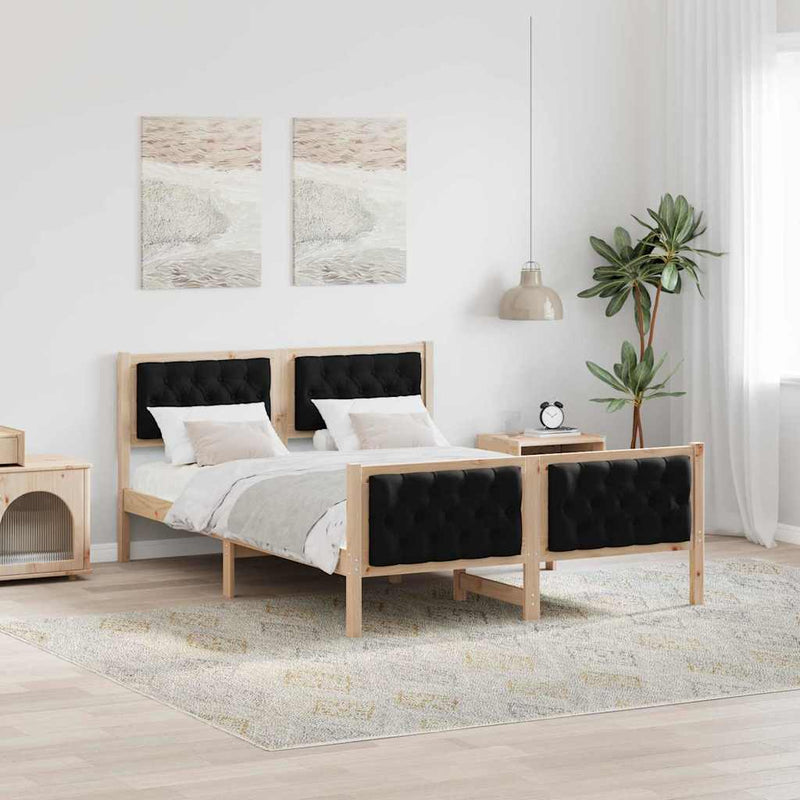 Cadru de pat cu headboard Negru 150 x 200 cm Lemn de pin masiv