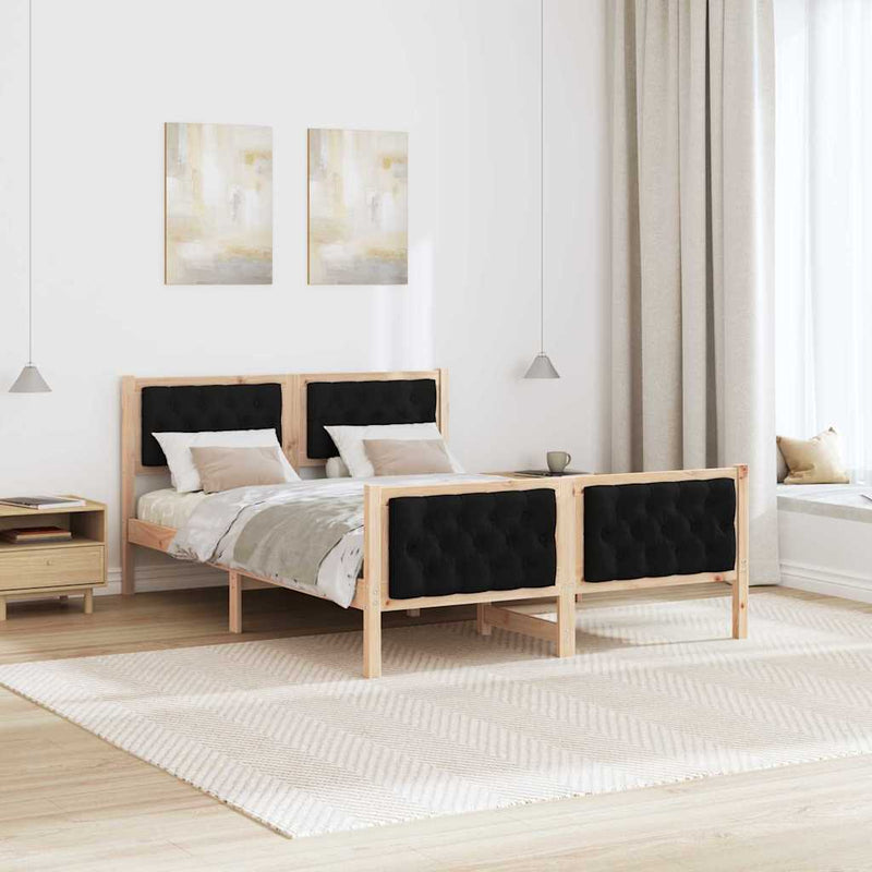 Cadru de pat cu headboard Negru 140 x 200 cm Lemn de pin masiv