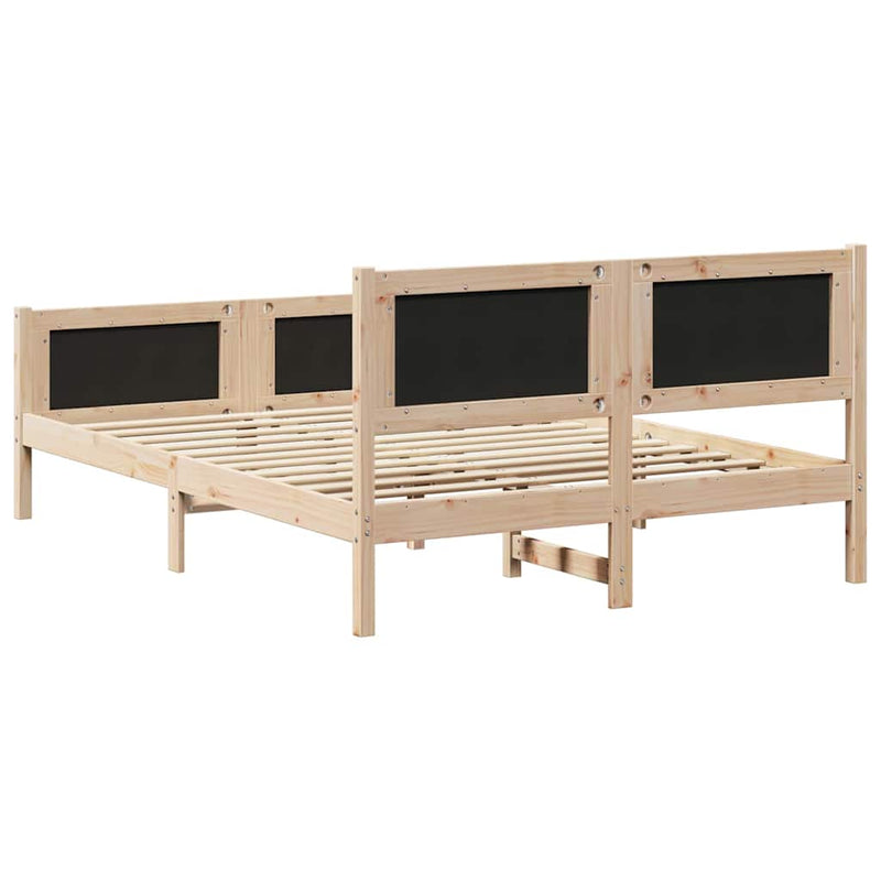 Cadru de pat cu headboard Negru 140 x 200 cm Lemn de pin masiv
