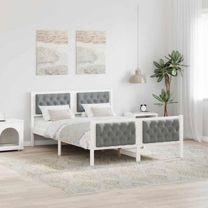 Cadru de pat Gri deschis 140 x 190 cm Lemn de pin masiv