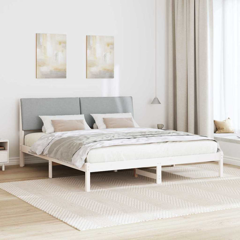 Cadru de pat Alb și gri deschis 180 x 200 cm Lemn masiv de pin