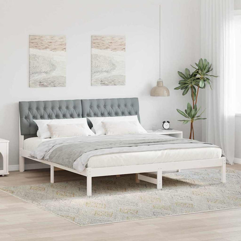 Cadru de pat cu tăblie tapițată cu headboard Alb 180 x 200 cm