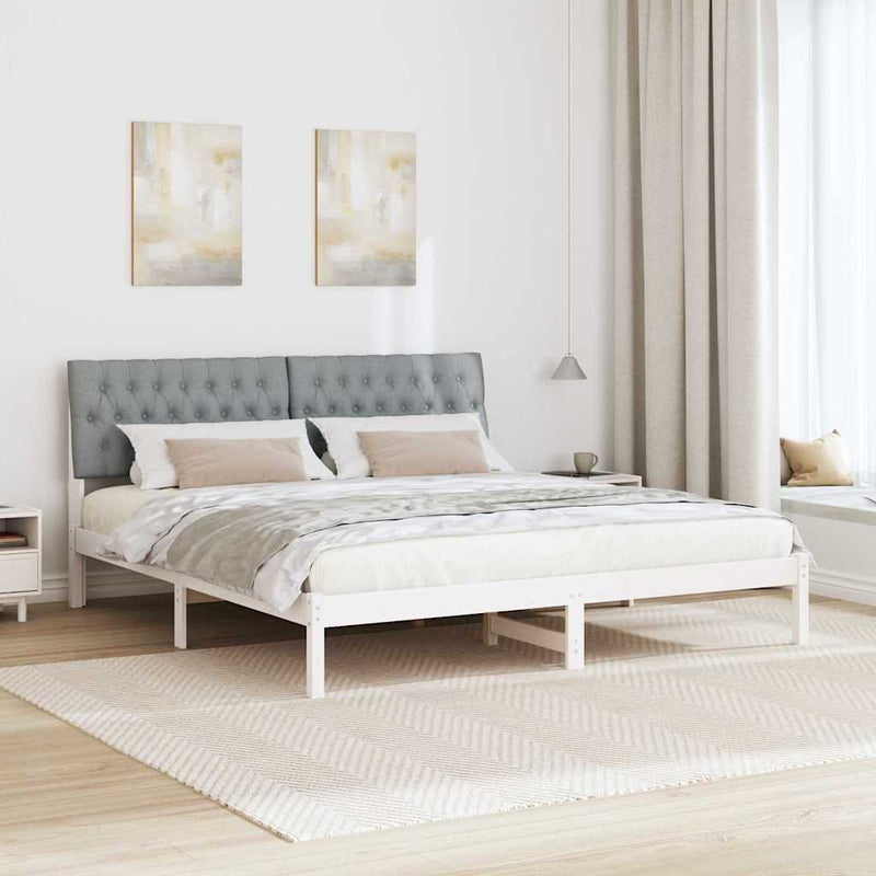 Cadru de pat cu tăblie tapițată cu headboard Alb 180 x 200 cm