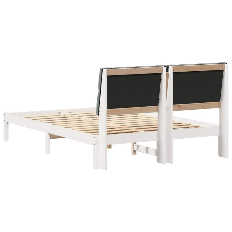 Cadru de pat cu tăblie tapițată cu headboard Alb 160 x 200 cm