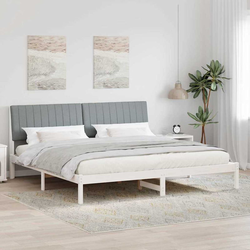 Cadru de pat cu headboard Alb 200 x 200 cm Lemn de pin masiv