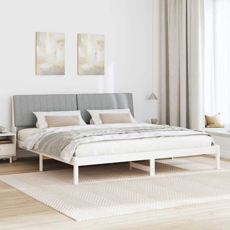 Cadru de pat cu headboard Alb 200 x 200 cm Lemn de pin masiv