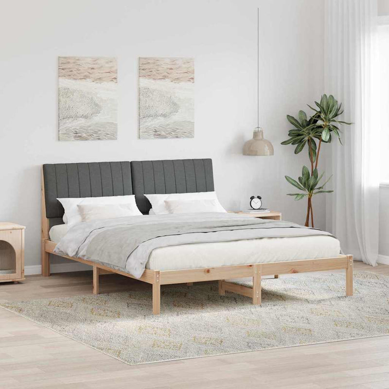 Cadru de pat cu headboard Maro 150 x 200 cm Lemn de pin masiv