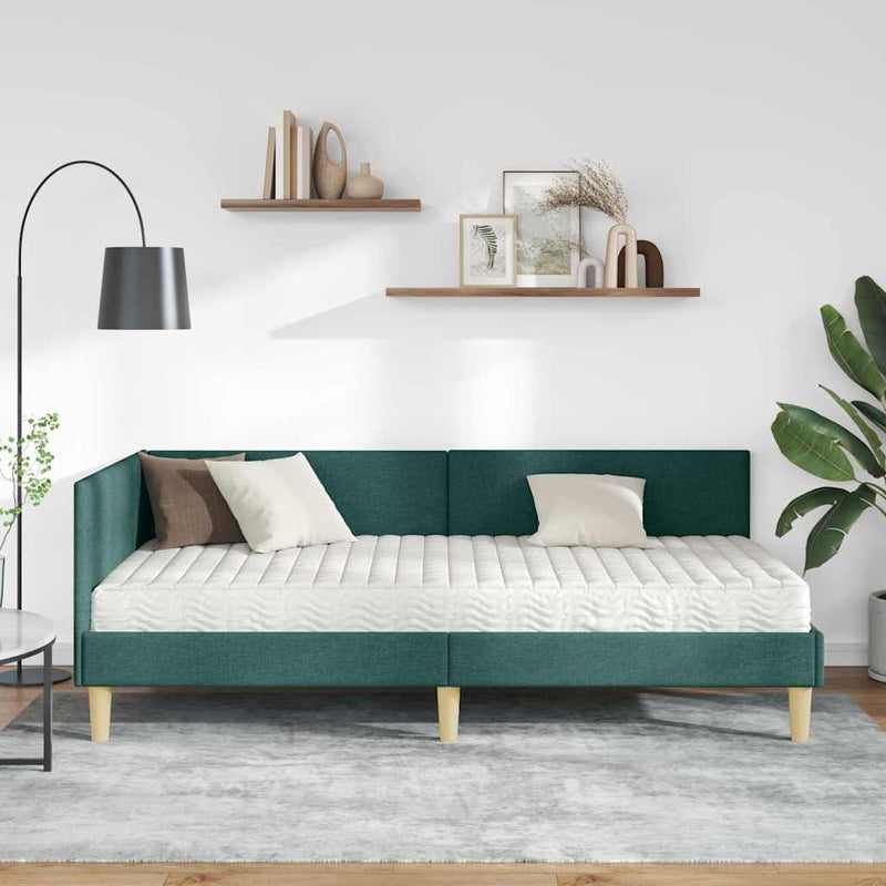Cadru de pat colțar cu saltea 2 buc. Verde închis 80 x 200 cm