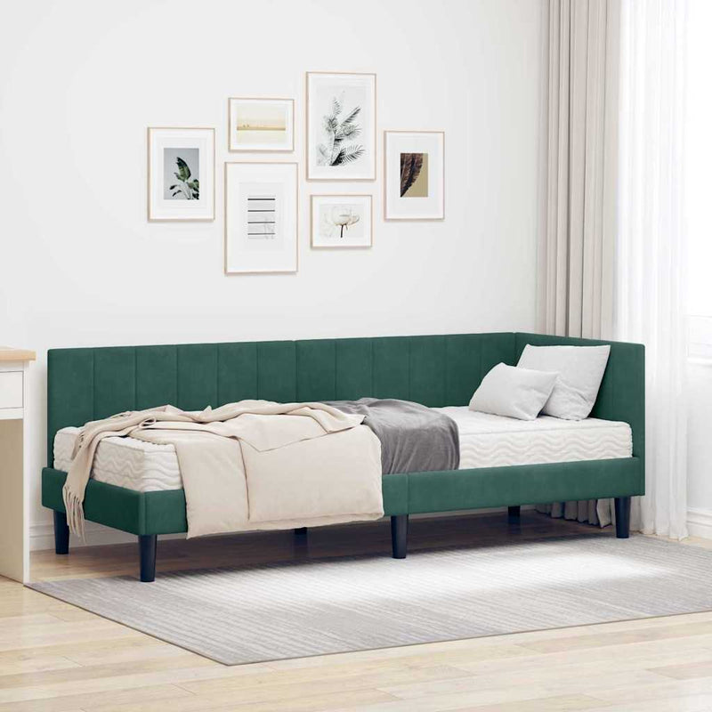 Cadru de pat colțar cu saltea 2 buc. Verde închis 80 x 200 cm