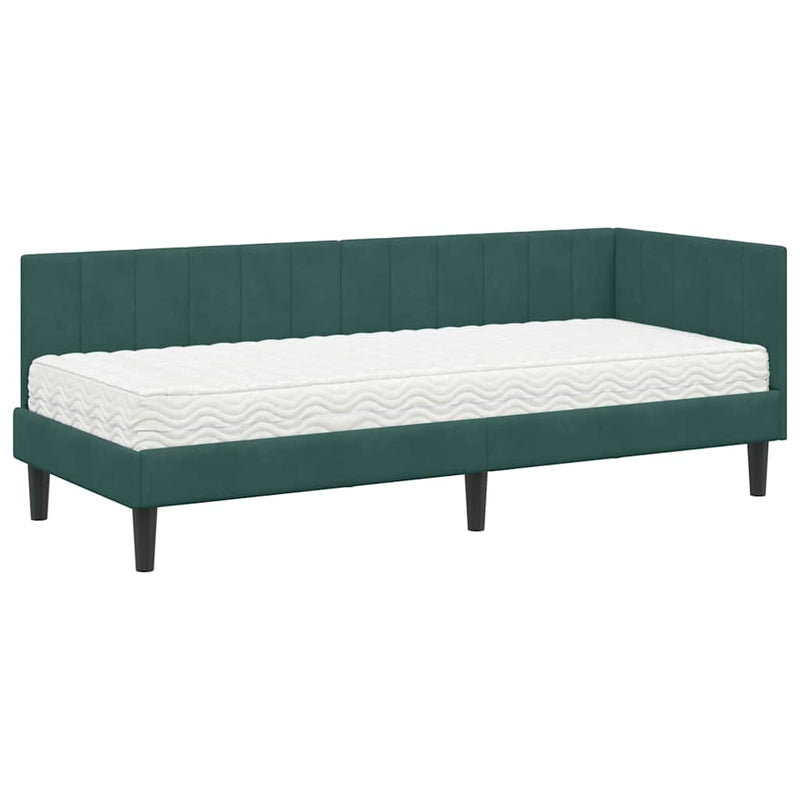 Cadru de pat colțar cu saltea 2 buc. Verde închis 80 x 200 cm