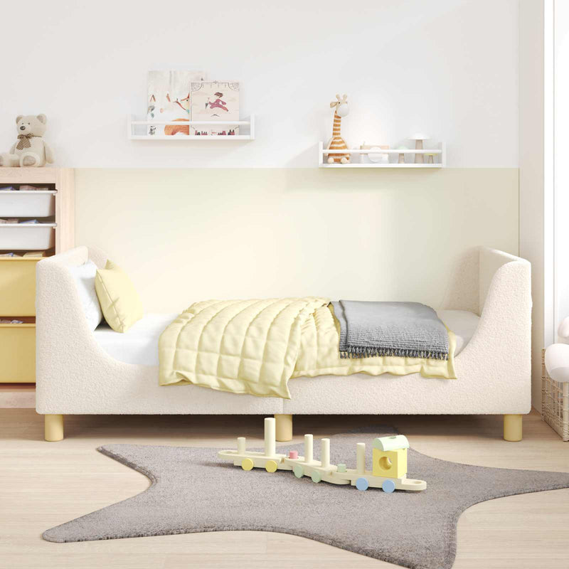 Cadru de pat pentru copii cu spătar Crem 80 x 160 cm Bouclé