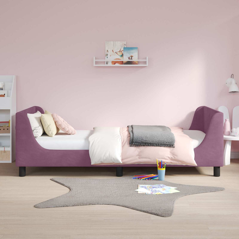 Cadru de pat pentru copii cu spătar Violet 80 x 200 cm Catifea