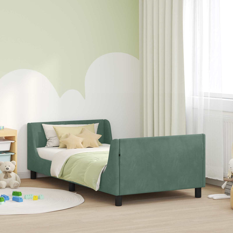 Cadru de pat pentru copii cu spătar Verde Mării 90 x 200 cm