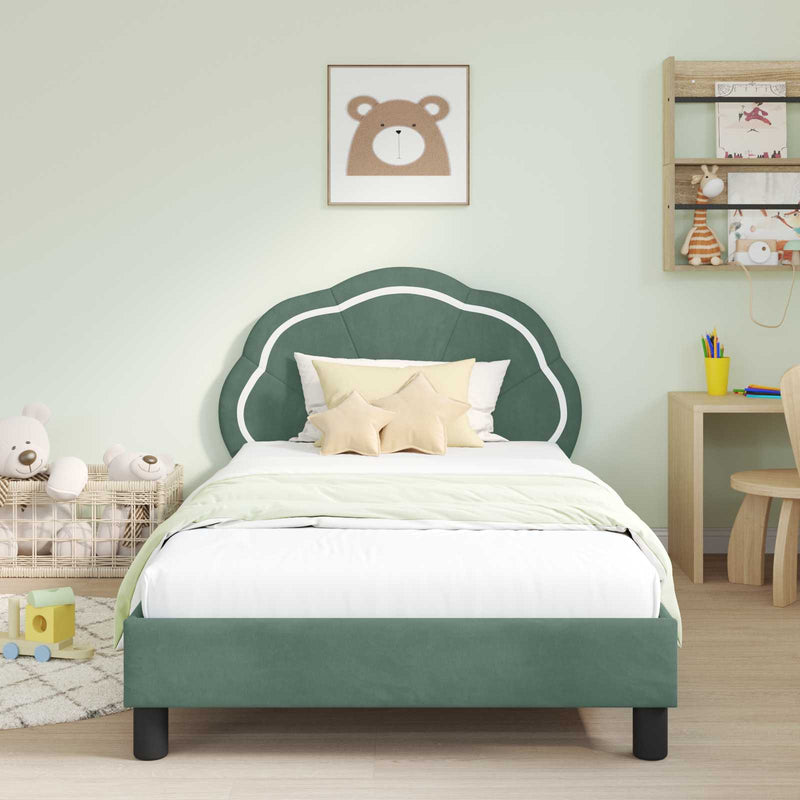 Cadru de pat pentru copii cu spătar Verde Mării 90 x 190 cm
