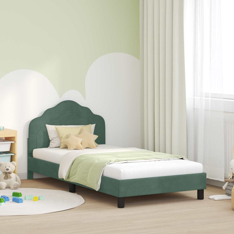 Cadru de pat pentru copii cu spătar Verde Mării 80 x 200 cm