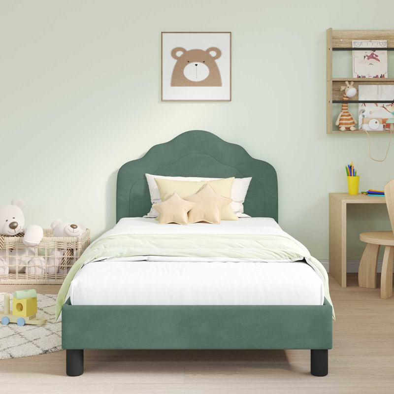 Cadru de pat pentru copii cu spătar Verde Mării 80 x 200 cm