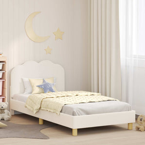 Cadru de pat pentru copii cu spătar Crem 80 x 200 cm Bouclé