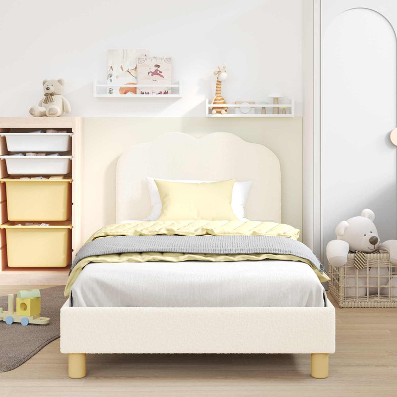 Cadru de pat pentru copii cu spătar Crem 80 x 200 cm Bouclé