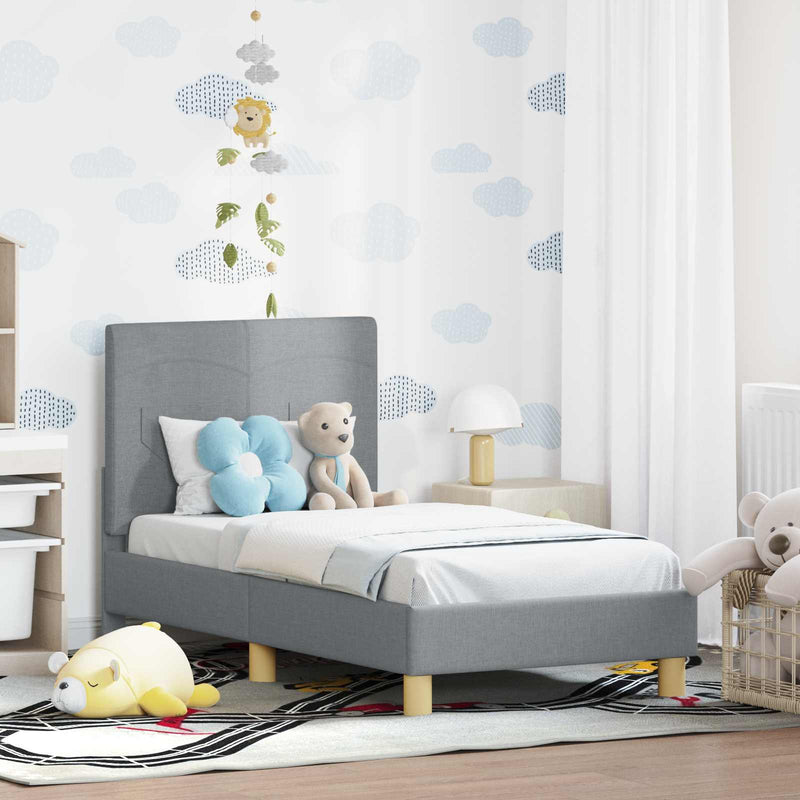 Cadru de pat pentru copii cu spătar Gri deschis 70 x 140 cm