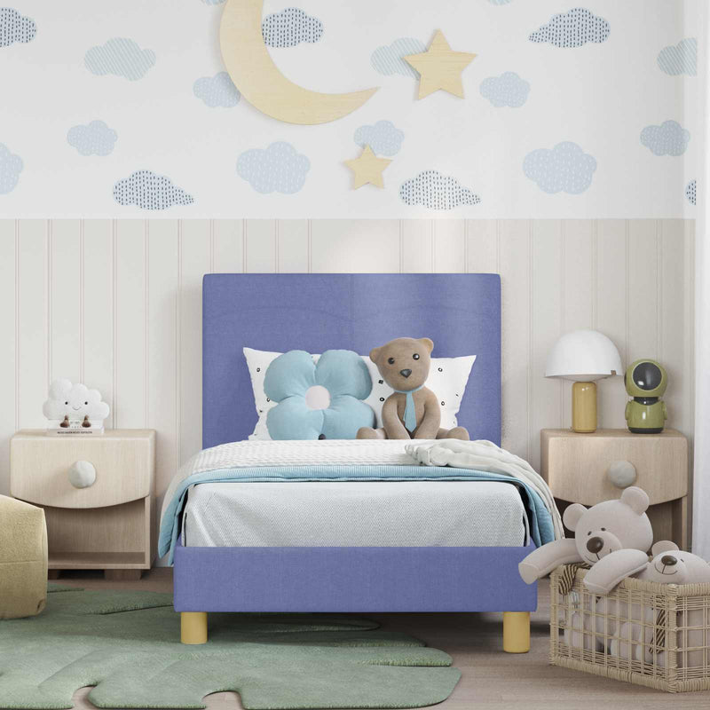 Cadru de pat pentru copii cu spătar Albastru Jeans 80 x 160 cm