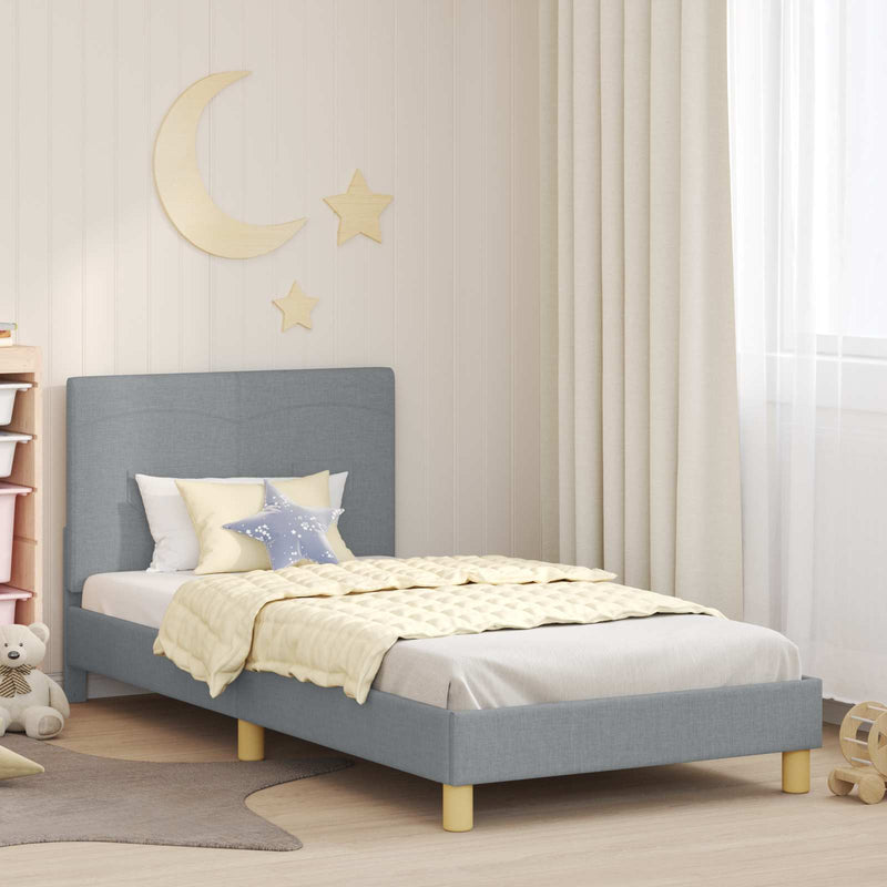 Cadru de pat pentru copii cu spătar Gri deschis 80 x 200 cm