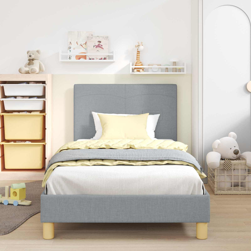 Cadru de pat pentru copii cu spătar Gri deschis 80 x 200 cm