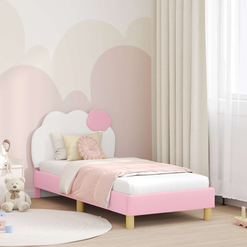 Cadru de pat pentru copii cu spătar Roz 80 x 160 cm PU