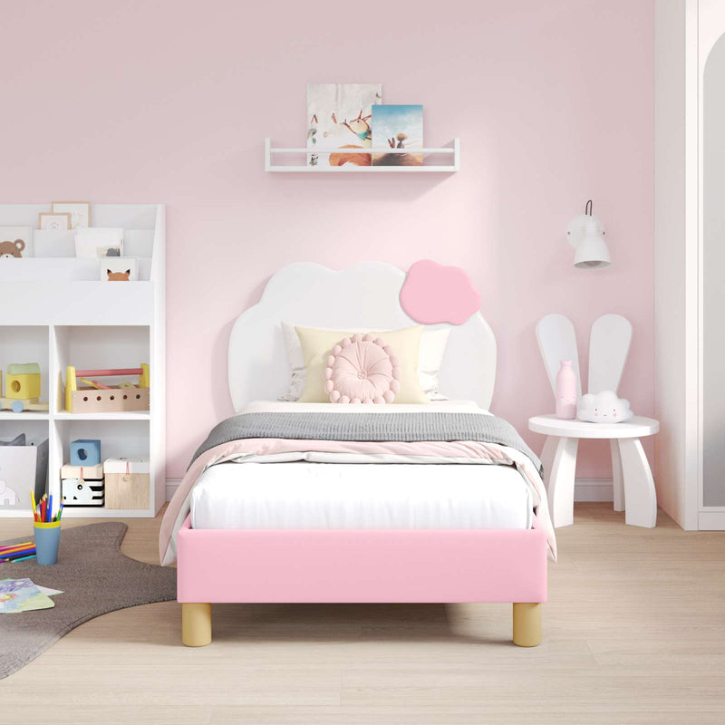 Cadru de pat pentru copii cu spătar Roz 80 x 160 cm PU