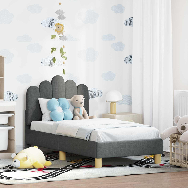 Cadru de pat pentru copii cu spătar Gri închis 70 x 140 cm