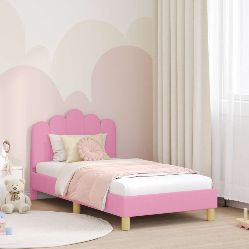 Cadru de pat pentru copii cu spătar Roz 80 x 160 cm Țesătură