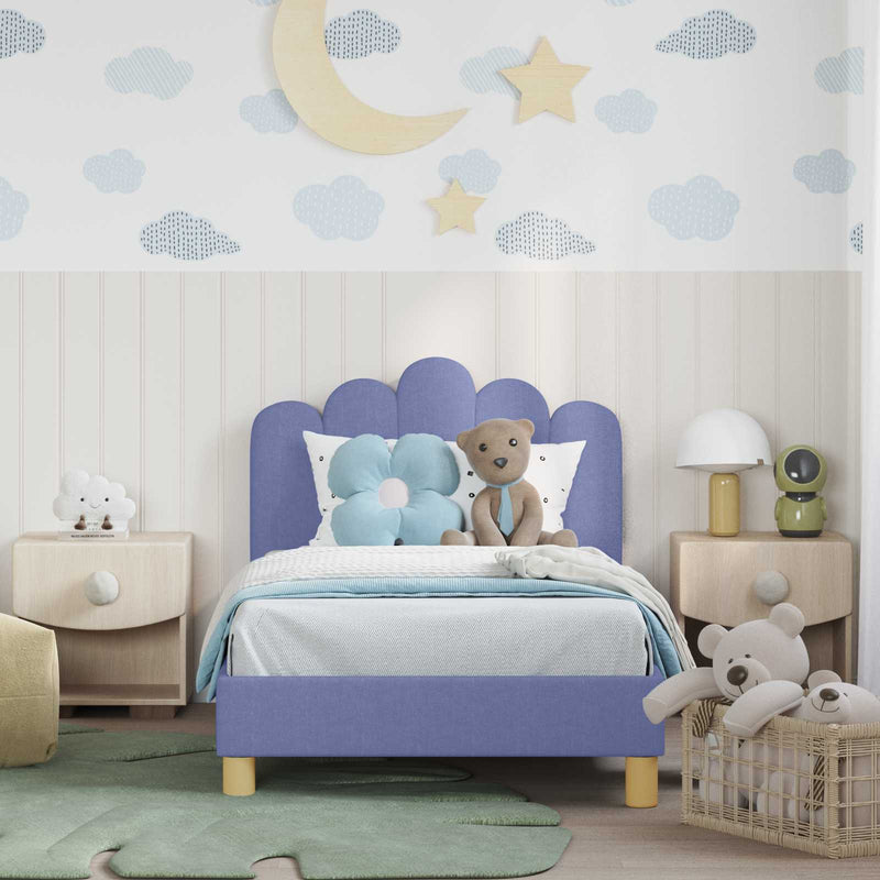 Cadru de pat pentru copii cu spătar Albastru Jeans 80 x 160 cm