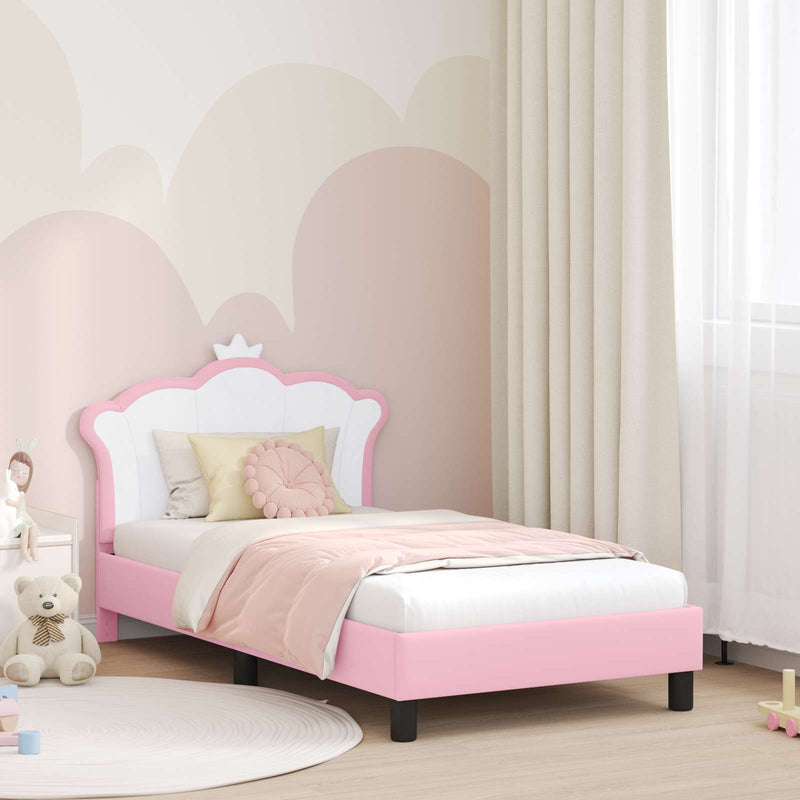 Cadru de pat pentru copii cu spătar Roz 80 x 160 cm PU