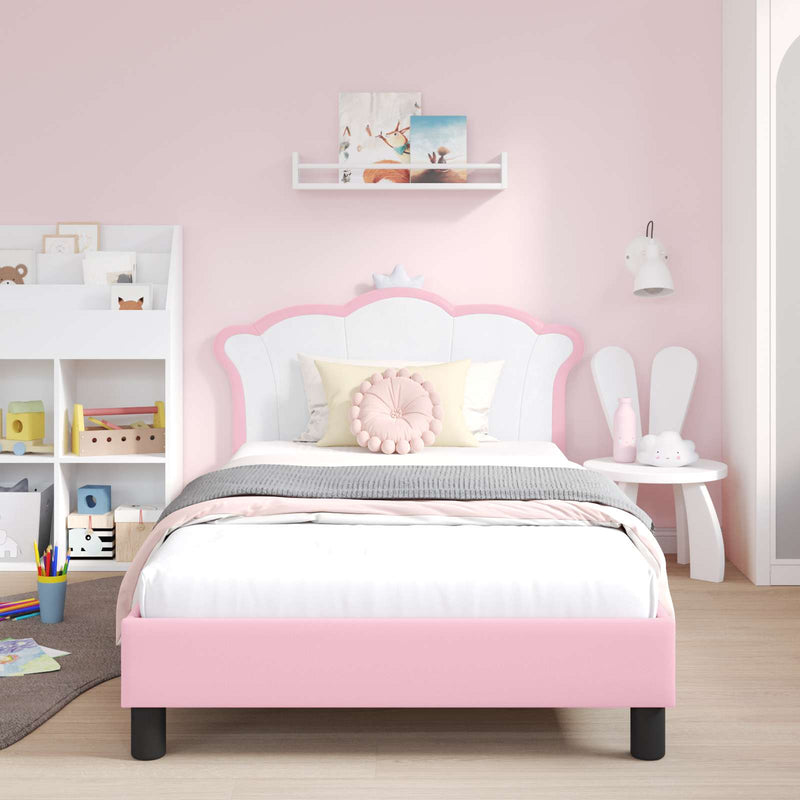 Cadru de pat pentru copii cu spătar Roz 90 x 190 cm PU