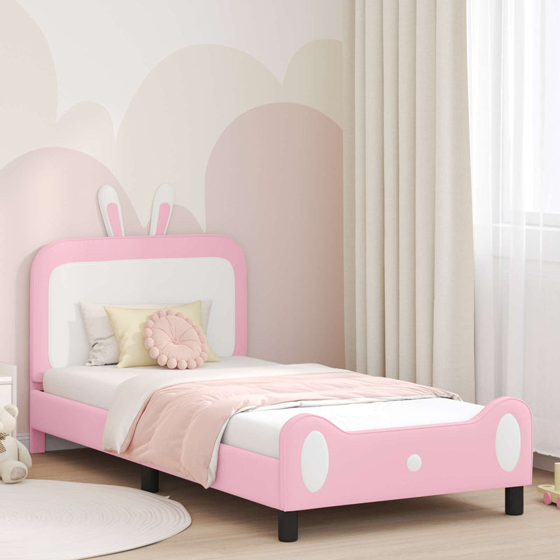 Cadru de pat pentru copii cu spătar Roz 90 x 200 cm PU