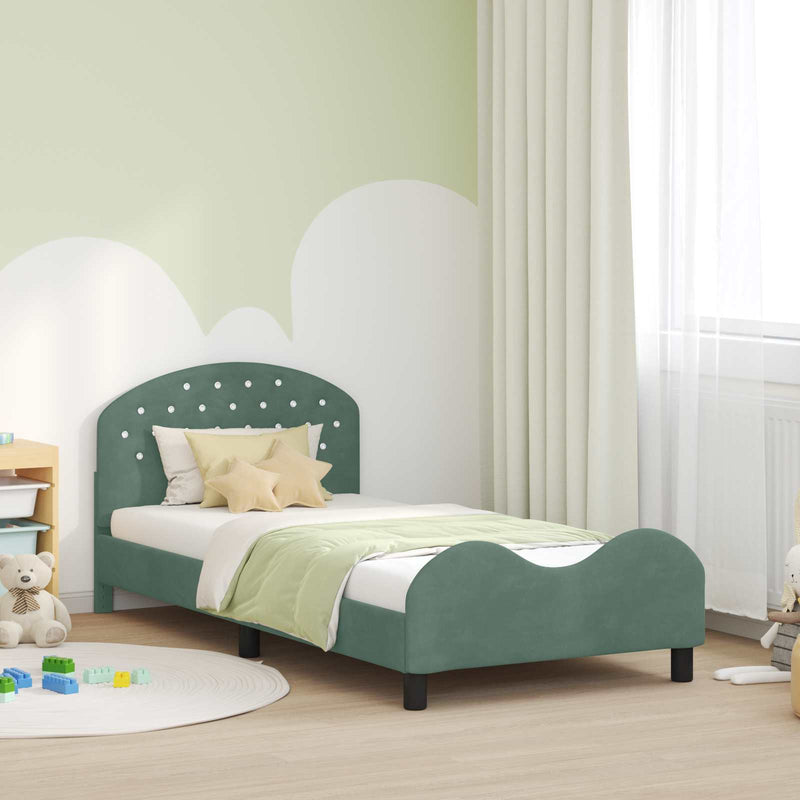 Cadru de pat pentru copii cu spătar Verde Mării 80 x 200 cm