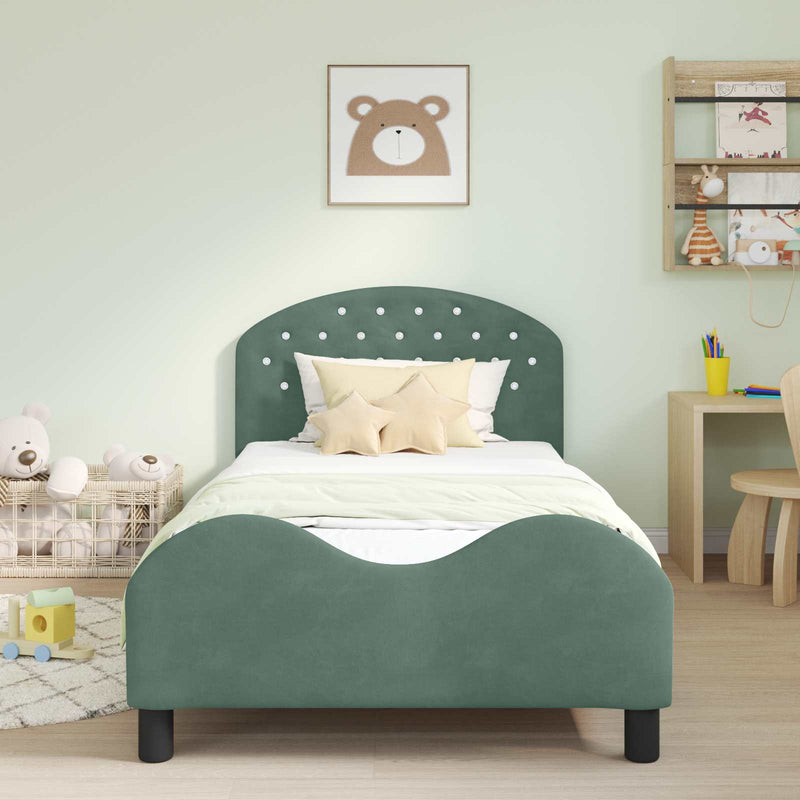 Cadru de pat pentru copii cu spătar Verde Mării 80 x 200 cm