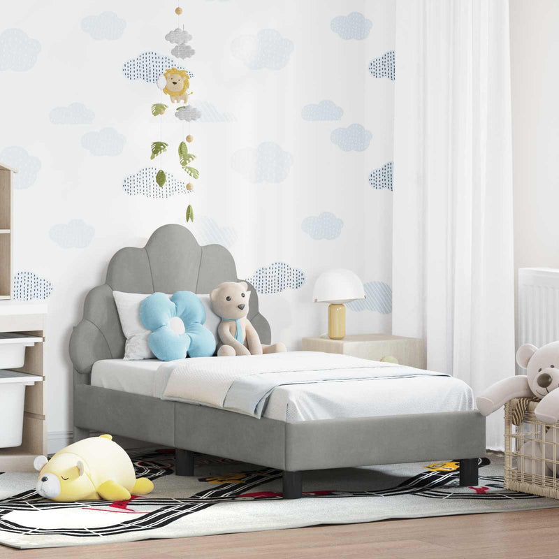 Cadru de pat pentru copii cu spătar Gri deschis 70 x 140 cm