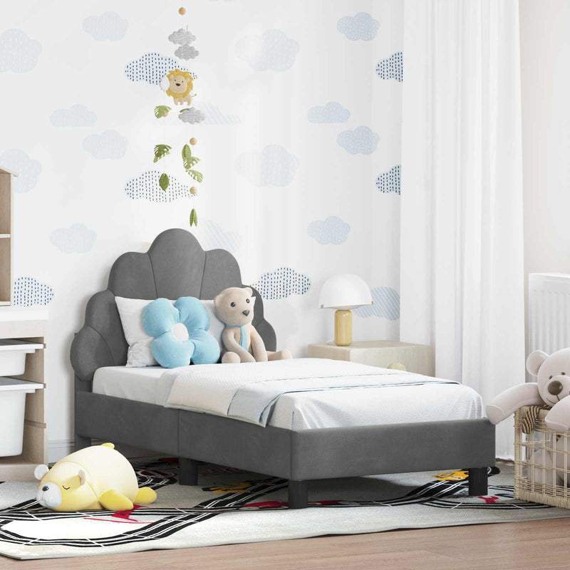 Cadru de pat pentru copii cu spătar Gri închis 70 x 140 cm