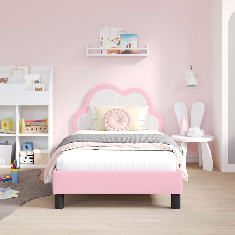 Cadru de pat pentru copii cu spătar Roz 80 x 160 cm PU