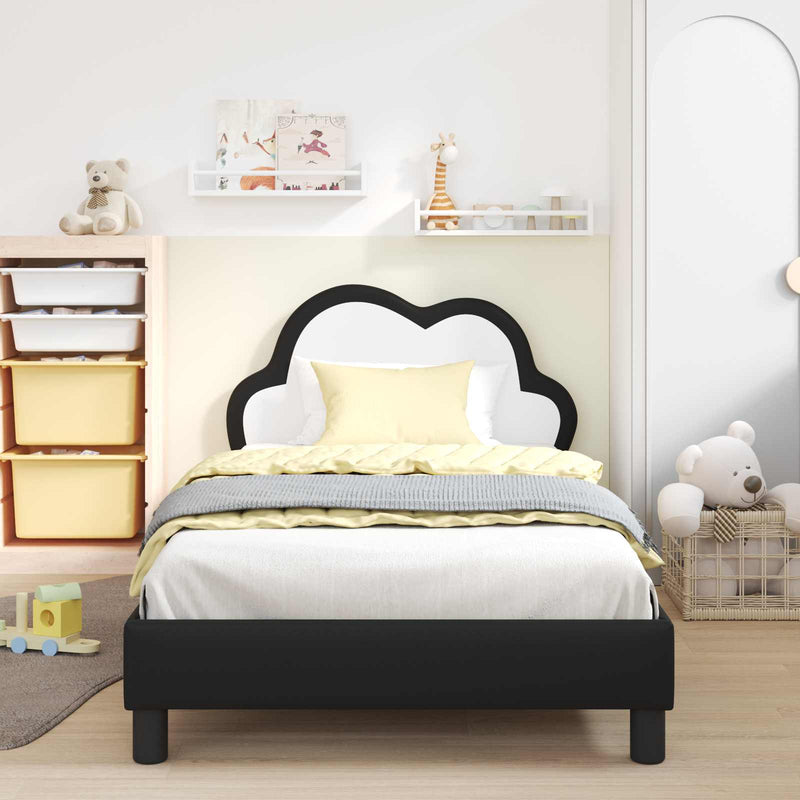 Cadru de pat pentru copii cu spătar Negru 80 x 200 cm PU