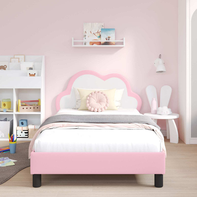 Cadru de pat pentru copii cu spătar Roz 90 x 190 cm PU