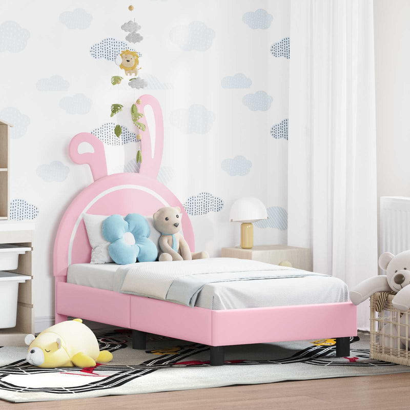 Cadru de pat pentru copii cu spătar Roz 70 x 140 cm PU