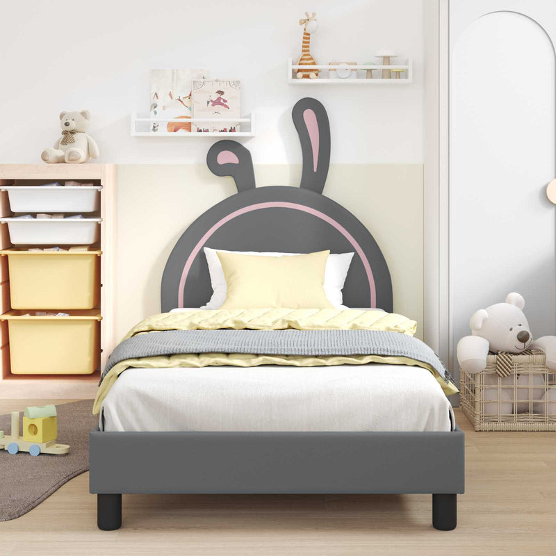 Cadru de pat pentru copii cu spătar Gri deschis 80 x 200 cm PU