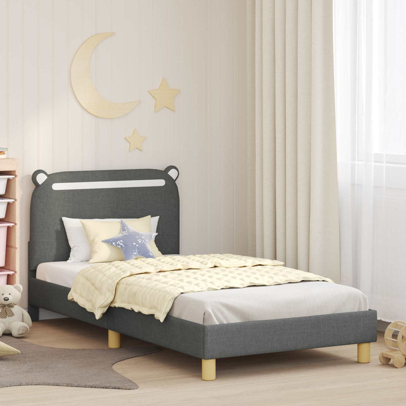 Cadru de pat pentru copii cu spătar Gri închis 90 x 200 cm